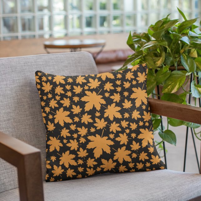 Terracotta Leaves Fall Pumpkin Throw Pillow (Creator Uploaded)