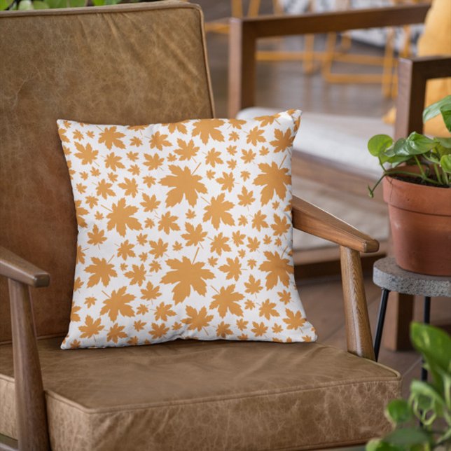 Terracotta Leaves Fall Pumpkin Throw Pillow (Creator Uploaded)