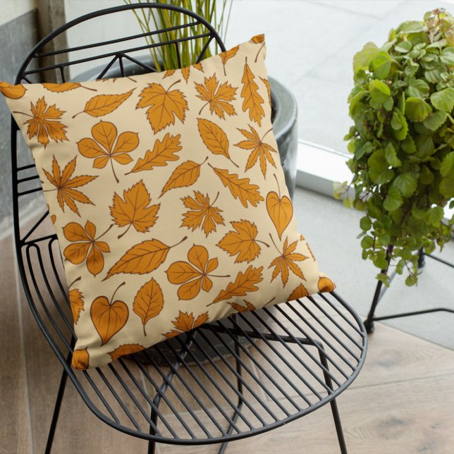 Terracotta Leaves Fall Pumpkin Throw Pillow (Creator Uploaded)