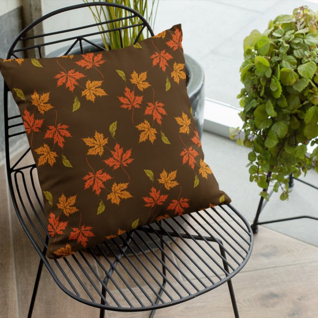 Terracotta Leaves Fall Pumpkin Throw Pillow (Creator Uploaded)
