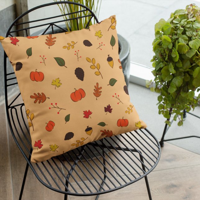 Terracotta Leaves Fall Throw Pillow (Creator Uploaded)