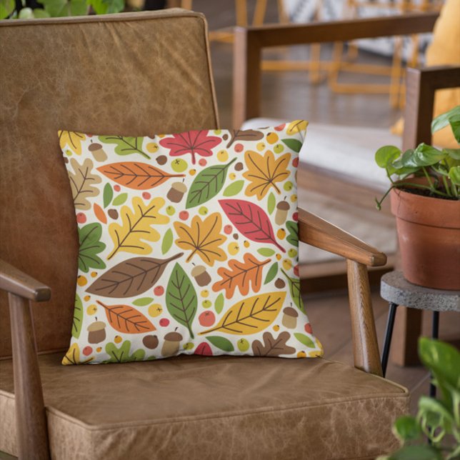 Terracotta Leaves Fall Throw Pillow (Creator Uploaded)