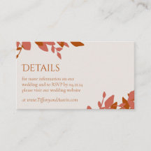 Terracotta Leaves Modern Wedding Enclosure Card