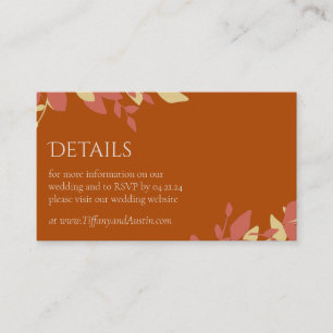 Terracotta Leaves Modern Wedding Enclosure Card