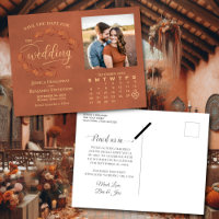 Terracotta Leaves Photo Calendar Wedding Save Date