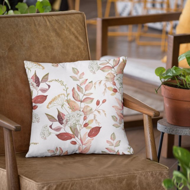 Terracotta Leaves Throw Pillow (Creator Uploaded)
