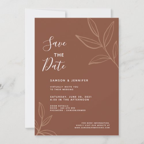 Terracotta Leaves Virtual Wedding Save The Date