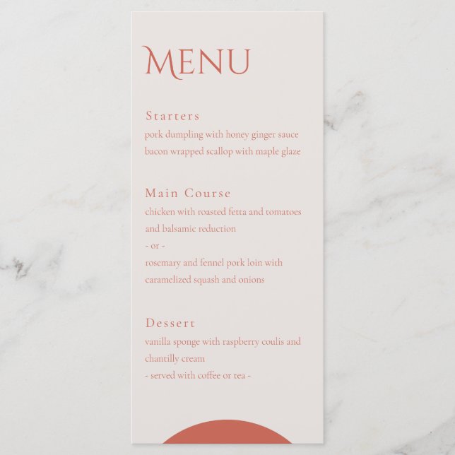 Terracotta Leaves Wedding Menu (Front)