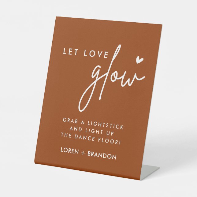 Terracotta Let Love Glow Wedding Glow Stick Sign (Front)