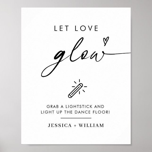 Terracotta Let Love Glow Wedding Glow Stick Sign (Front)
