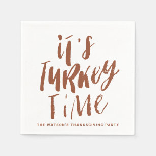 Terracotta Lettering It's Turkey Time Thanksgiving Napkins