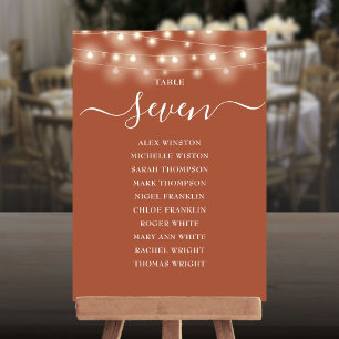 Terracotta Lights Table Number Seating Chart