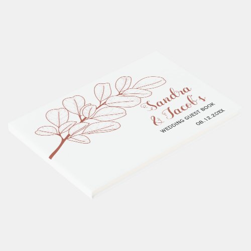 Terracotta line art branch fall wedding guest book