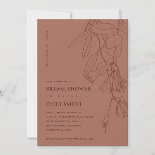 TERRACOTTA LINE DRAWING FLORAL BRIDAL SHOWER CARD