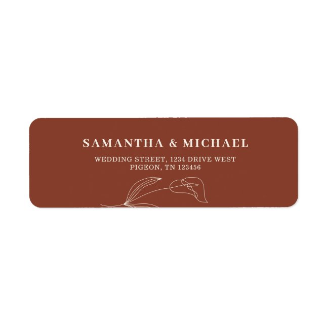Terracotta Line Flower New Weds Wedding address Label