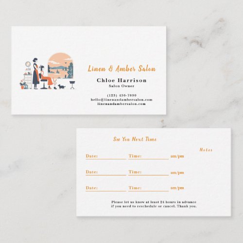 Terracotta Linen Amber Hair Salon Appointment ＆ Business Card