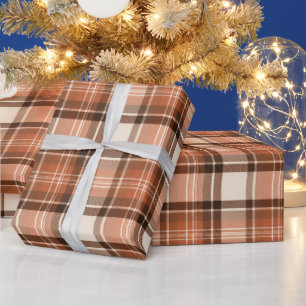 Terracotta Lodge Terracotta & Cream Tartan Plaid Wrapping Paper