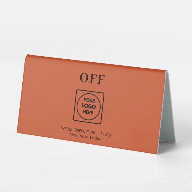 Terracotta Logo Open Closed Table Tent (Front)