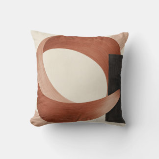 Terracotta Loop Charcoal Block Throw Pillow