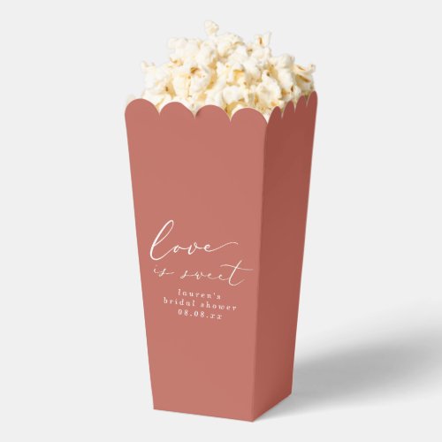 Terracotta Love is Sweet Bridal Shower Popcorn Favor Boxes