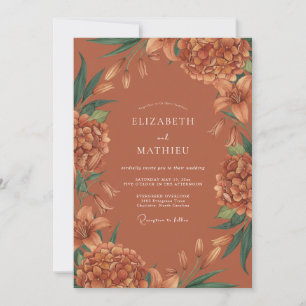 Terracotta Lush Blossom Wedding Invitation