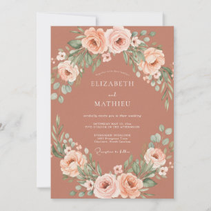 Terracotta Lush Botanical Rustic Wedding Invitation