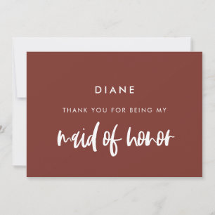 Terracotta Maid of honor thank you text card