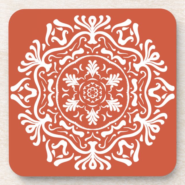 Terracotta Mandala Beverage Coaster (Front)