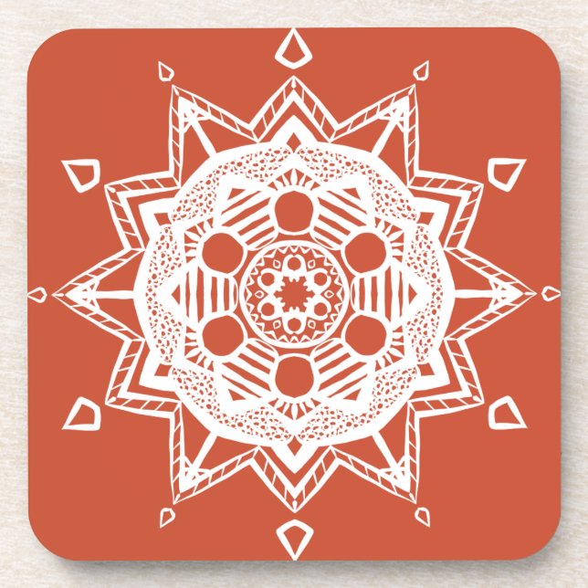 Terracotta Mandala Beverage Coaster (Front)