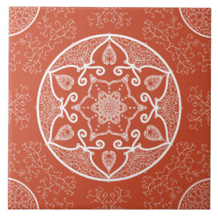 Terracotta Mandala Ceramic Tile