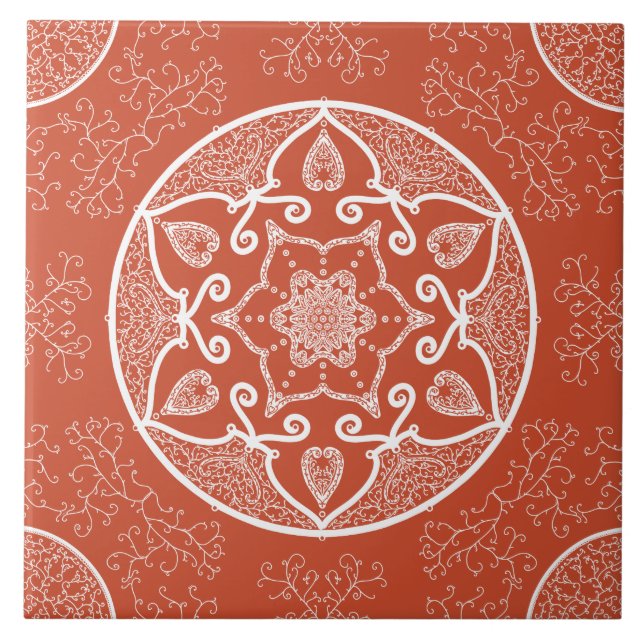 Terracotta Mandala Ceramic Tile (Front)