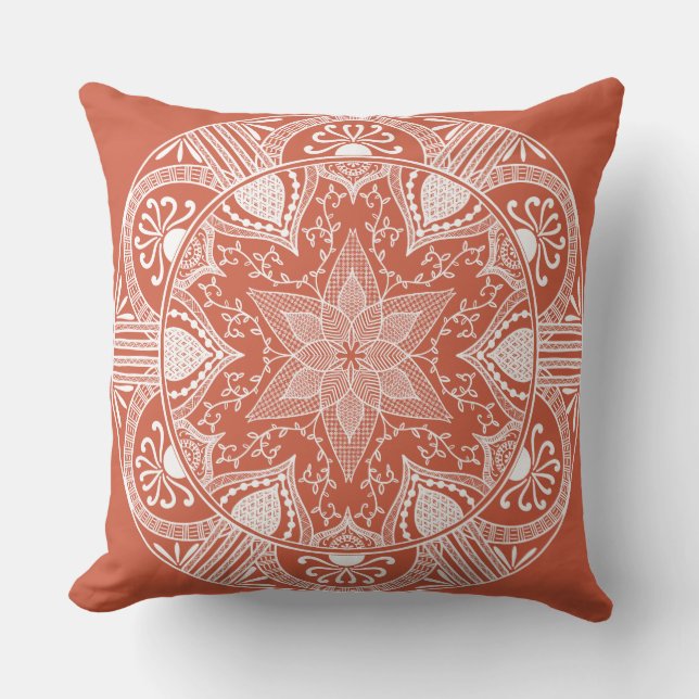 Terracotta Mandala Outdoor Pillow (Front)