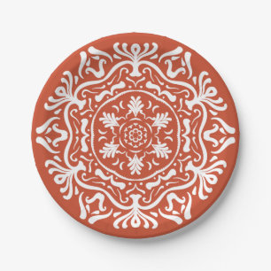 Terracotta Mandala Paper Plates