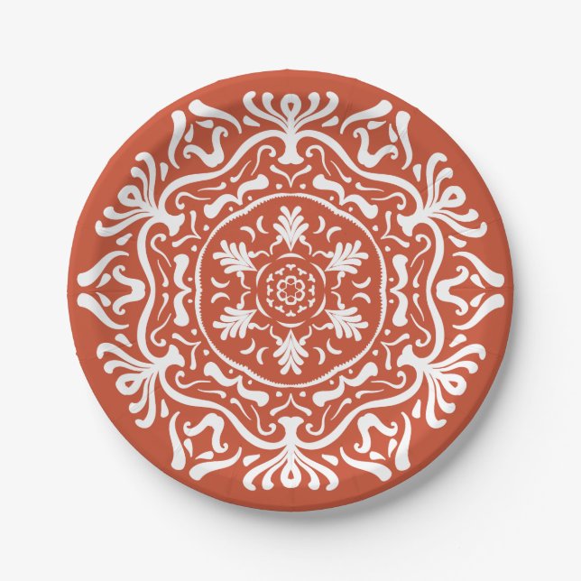Terracotta Mandala Paper Plates (Front)
