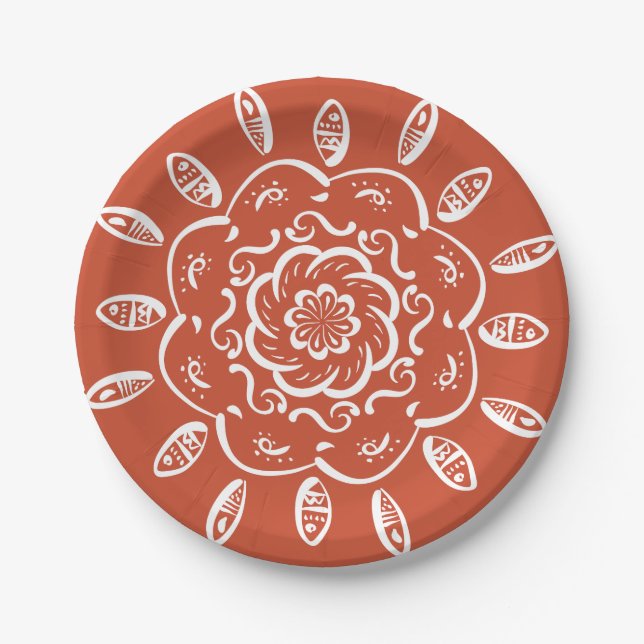 Terracotta Mandala Paper Plates (Front)