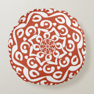 Terracotta Mandala Round Pillow