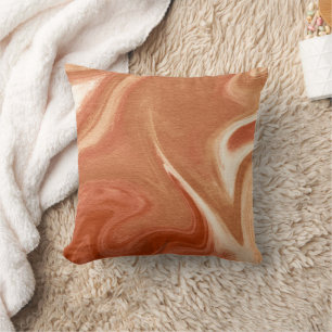 Terracotta Marble Abstract Fluid Pattern Throw Pillow