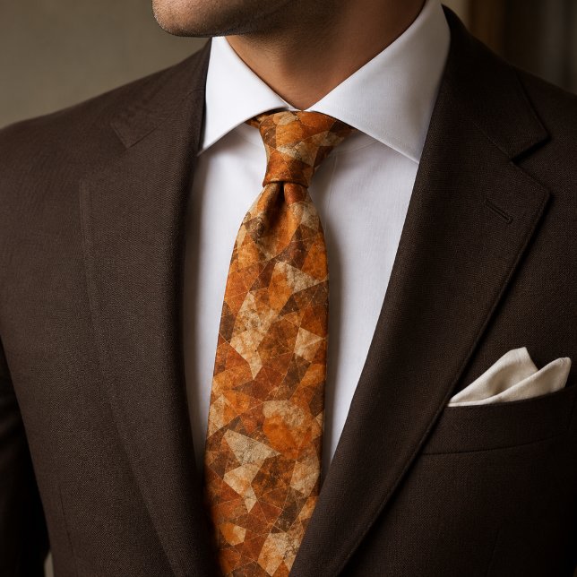 Terracotta Marble Mosaic Abstract Geometric Stone Neck Tie (Creator Uploaded)