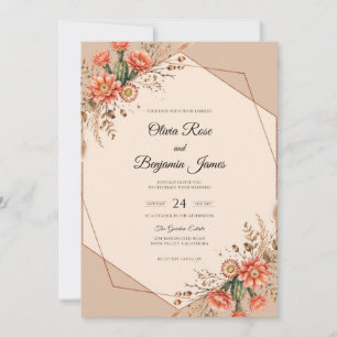 Terracotta Marigold Meadow Eucalyptus Wedding Invitation