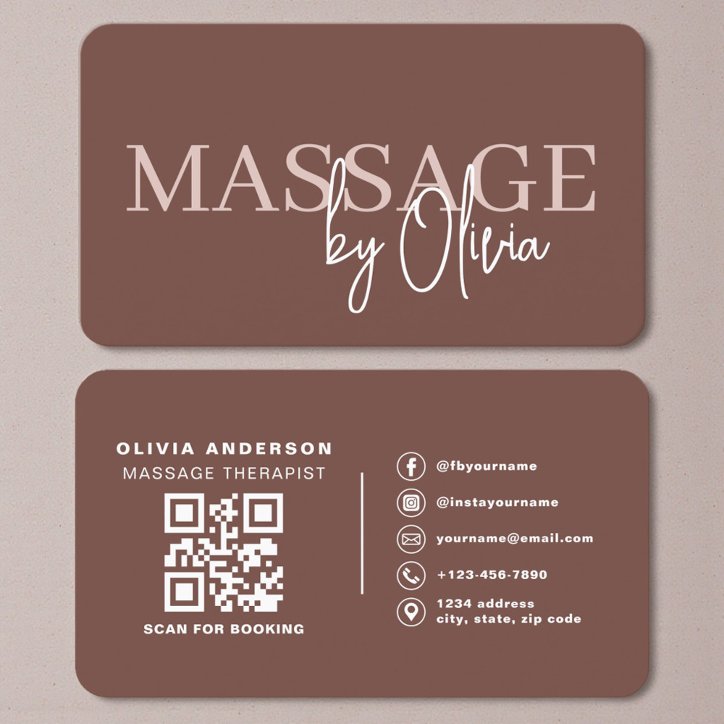 Terracotta Massage Therapy QR Code Business Card
