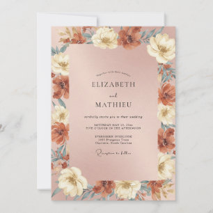 Terracotta Mauve Foliage Eucalyptus Wedding Invitation