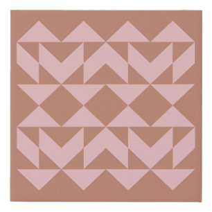Terracotta Mauve Geometric Mid Century Modern Faux Canvas Print