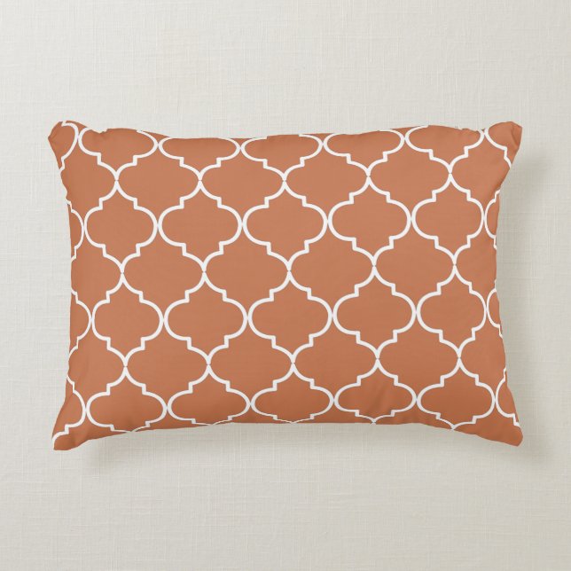 Terracotta Mediterranean Moroccan Pattern Accent Pillow (Front)