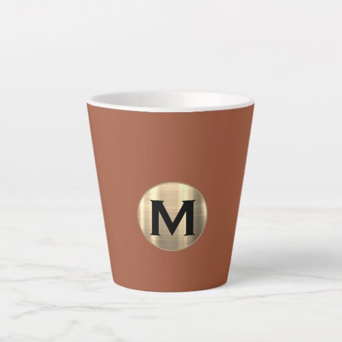 Terracotta Metallic Gold Monogram Latte Mug