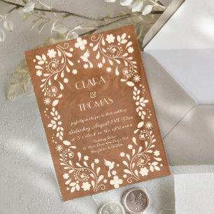 Terracotta Mexican Beige Wedding Invitation