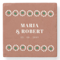 Terracotta Mexican Boho Barro Wedding Stone Coaster