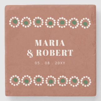 Terracotta Mexican Boho Barro Wedding Stone Coaster
