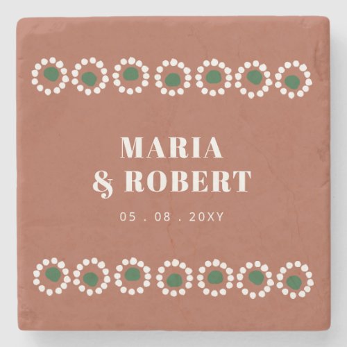 Terracotta Mexican Boho Barro Wedding Stone Coaster