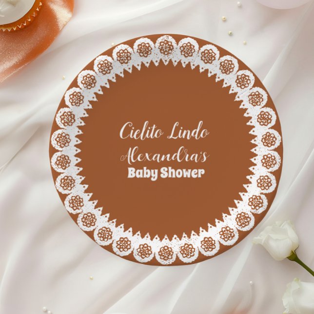 Terracotta Mexican Cielito Lindo Baby Shower  Paper Plates (Creator Uploaded)