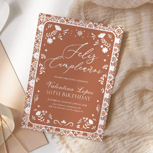 Terracotta Mexican Talavera Birthday Invitation